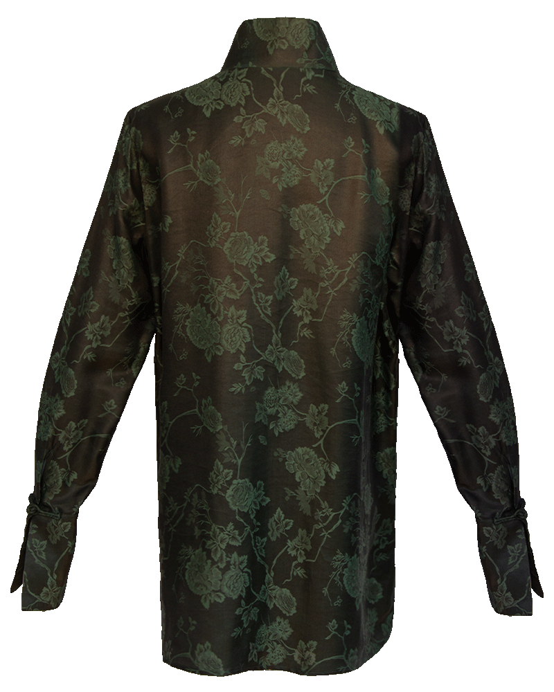 WLIEKAE Womenswear Silk Jacquard Shirt | Long Sleeve Stand Collar | Xiangyunsha Fabric