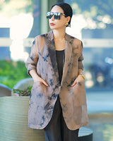 WLIEKAE Womenswear Spring & Summer Ink Printing Sun-Protection Coat | Skin-Friendly Mulberry | Long Sleeve | Xiangyunsha Fabric