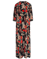 WLIEKAE Womenwear Mulberry Silk Maxi Dress | Round Neck Bohemia Style Dress