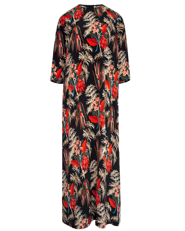 WLIEKAE Womenwear Mulberry Silk Maxi Dress | Round Neck Bohemia Style Dress