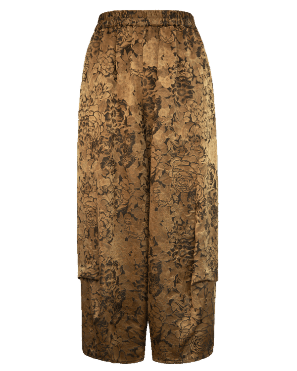 WLIEKAE Womenswear 100 Silk | Floral Printed Silk Harem Pants