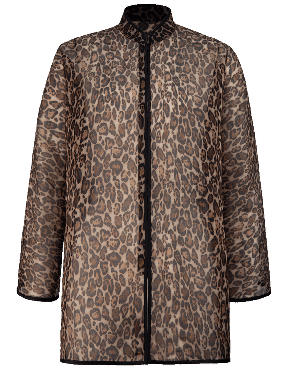 WLIEKAE Womenswear Mulberry Silk | Round Neck Leopard Print Shirt