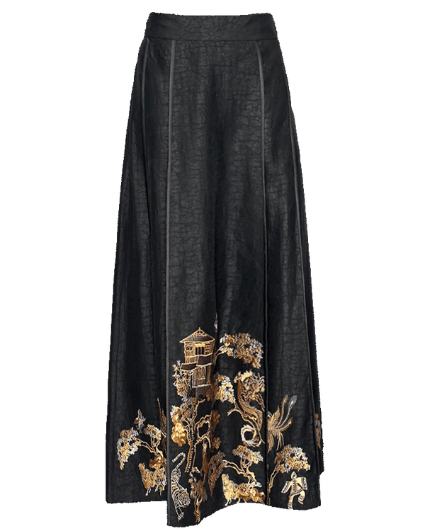 WLIEKAE Womenswear Luxurious Mulberry Silk Embroidery Mamian Skirt | Money Tree Pattern | CNY Collection | Xiangyunsha Fabric