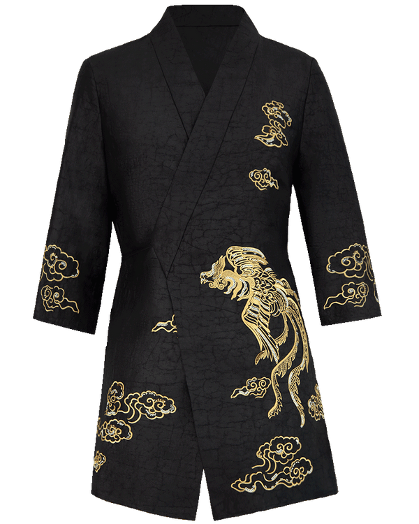 WLIEKAE Womenswear 100 Silk | Phoenix And Cloud Embroidery Haori Jacket