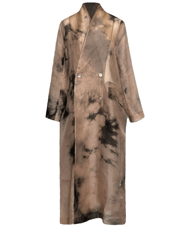 WLIEKAE Spring & Summer Womenswear Ink Printing Sun-Protection Long Coat | Skin-Friendly Mulberry | Long Sleeve | Xiangyunsha Fabric