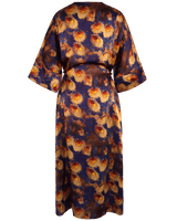 WLIEKAE Womenswear Bauhinia Pattern Dress | Traditional Chinese Fashion Dress| A-line V-neck Maxi Dress