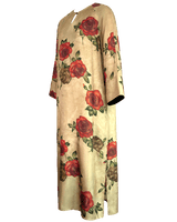 WLIEKAE Womenswear Mulberry Silk Maxi Dress | Floral Print Round Neck