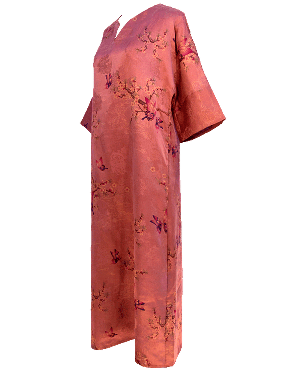 WLIEKAE Womenswear Qi Pao Inspired Dress | V-Neck Midi Dress | Premium Red Xiangyunsha Fabric