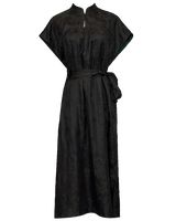 WLIEKAE Womenswear Silk Reversible Midi Dress with Belt | Short-Sleeve | Xiangyunsha Fabric