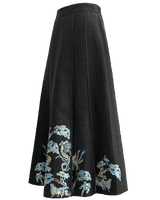 WLIEKAE Womenswear Luxurious Mulberry Silk Embroidery Mamian Skirt | Money Tree Pattern | CNY Collection | Xiangyunsha Fabric