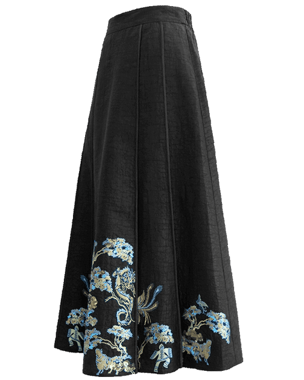 WLIEKAE Womenswear Luxurious Mulberry Silk Embroidery Mamian Skirt | Money Tree Pattern | CNY Collection | Xiangyunsha Fabric