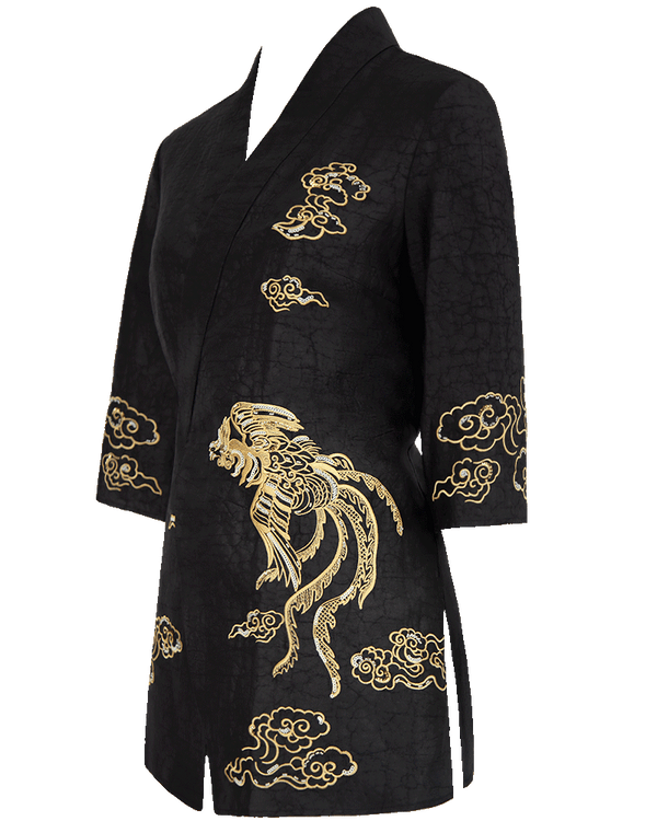 WLIEKAE Womenswear 100 Silk | Phoenix And Cloud Embroidery Haori Jacket