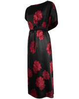 WLIEKAE Womenwear Charmeuse 100 Heavy Silk Maxi Dress | Round Neck Peony Print Dress