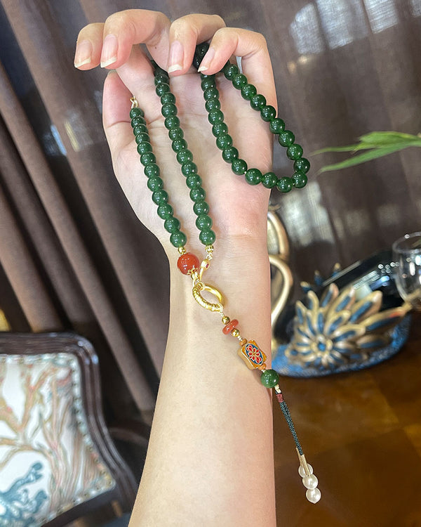 Removable Necklace | New Chinese Style Jade Necklace | Long Waist Chain Sweater Chain