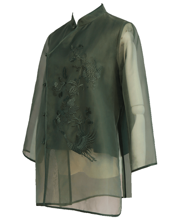 WLIEKAE Womenswear | Comfy Mulberry Silk Embroidery Padded Shirt | Long Sleeve