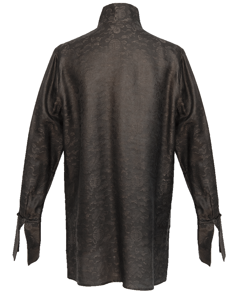 WLIEKAE Womenswear Silk Jacquard Shirt | Long Sleeve Stand Collar | Xiangyunsha Fabric