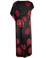 WLIEKAE Womenwear Charmeuse 100 Heavy Silk Maxi Dress | Round Neck Peony Print Dress