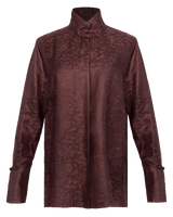 WLIEKAE Womenswear Silk Jacquard Shirt | Long Sleeve Stand Collar | Xiangyunsha Fabric