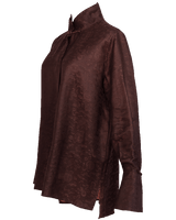 WLIEKAE Womenswear Silk Jacquard Shirt | Long Sleeve Stand Collar | Xiangyunsha Fabric