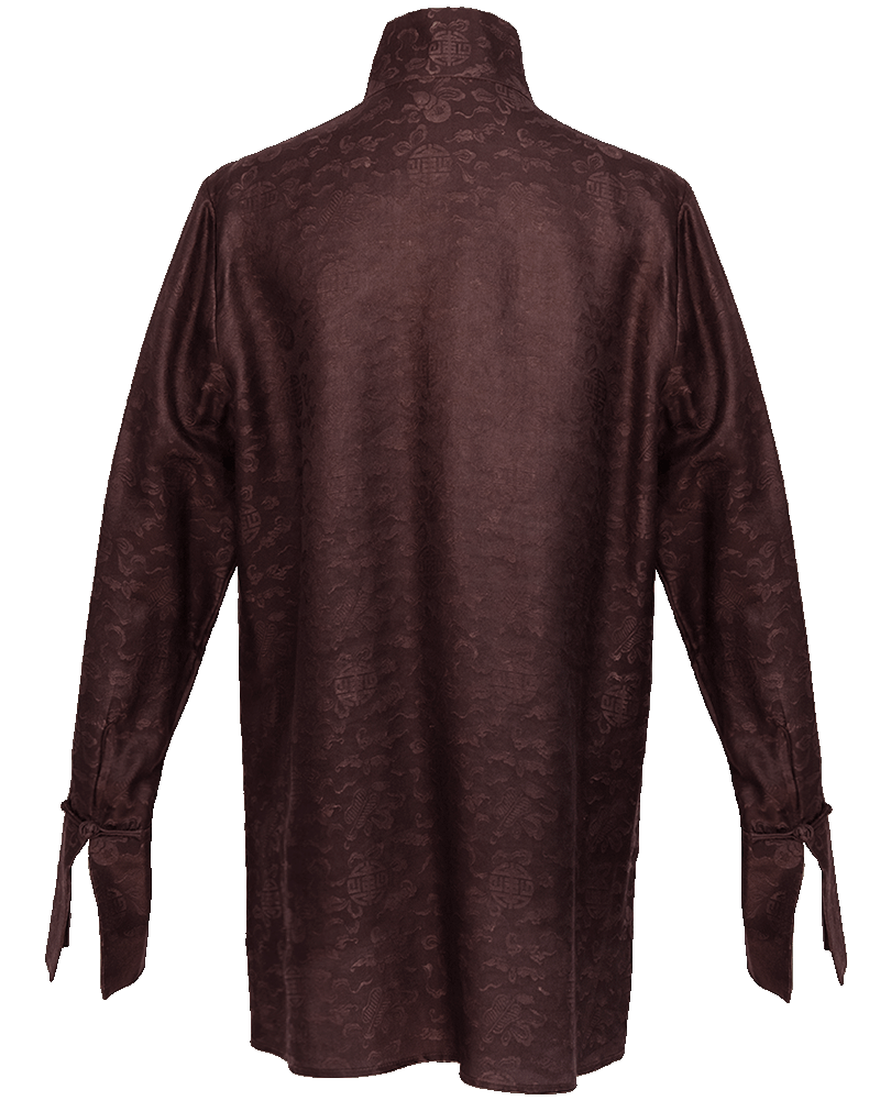 WLIEKAE Womenswear Silk Jacquard Shirt | Long Sleeve Stand Collar | Xiangyunsha Fabric