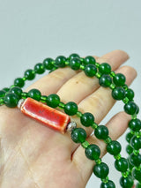 Red Agate Natural Stone Necklace | Beaded Green Agate | Light Luxury Sweater Chain